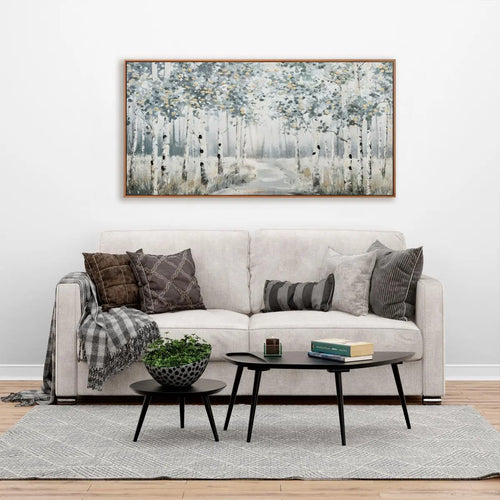 Framed Contemporary Forest Path Canvas Oil Painting for Home Decor